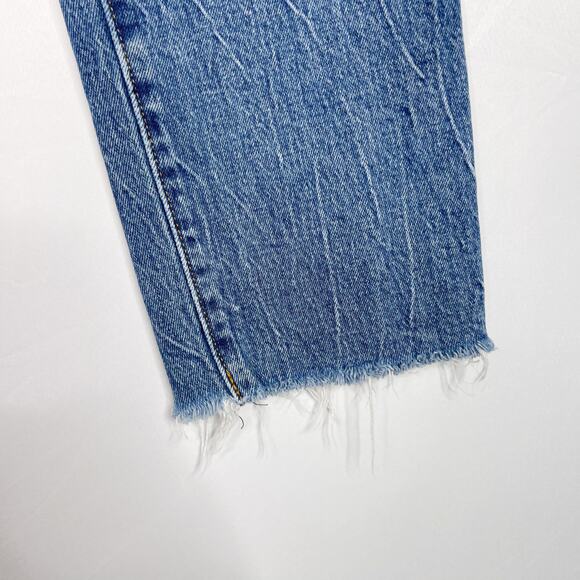 Levis Womens 28 High Rise Button Front Straight Crop Jeans Raw Fray Hem Denim - Picture 14 of 14